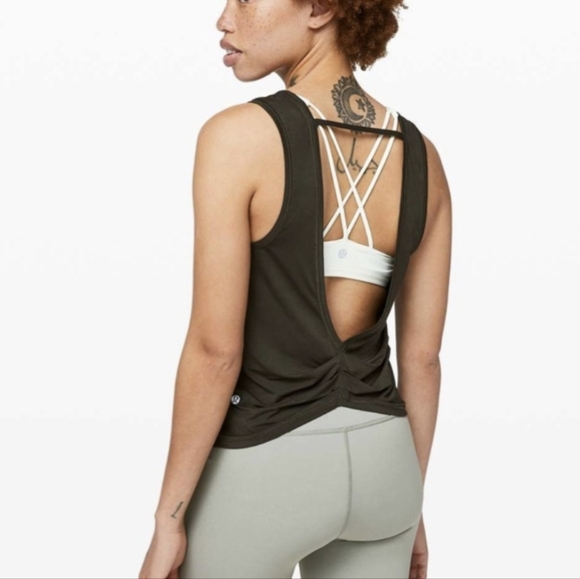 Lululemon Deep Stretch Tank Dark Olive Size 4 Yoga Pilates Barre Ballet - Picture 4 of 7